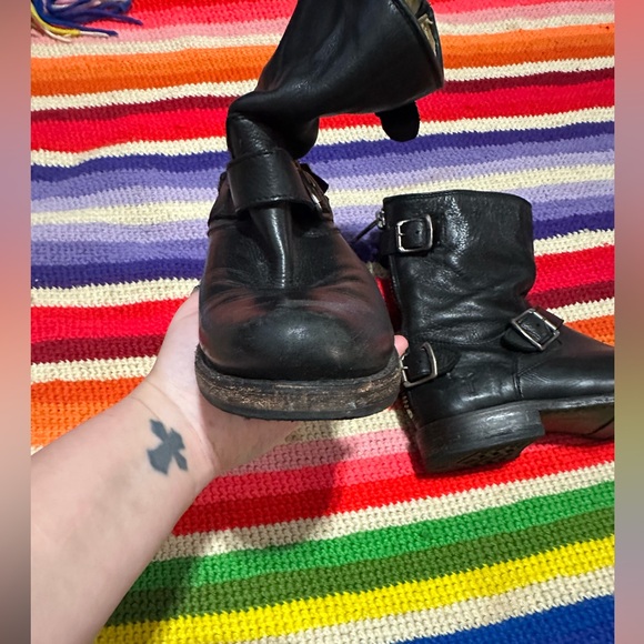 Frye Leather Short Boots Zip Back - Picture 12 of 14